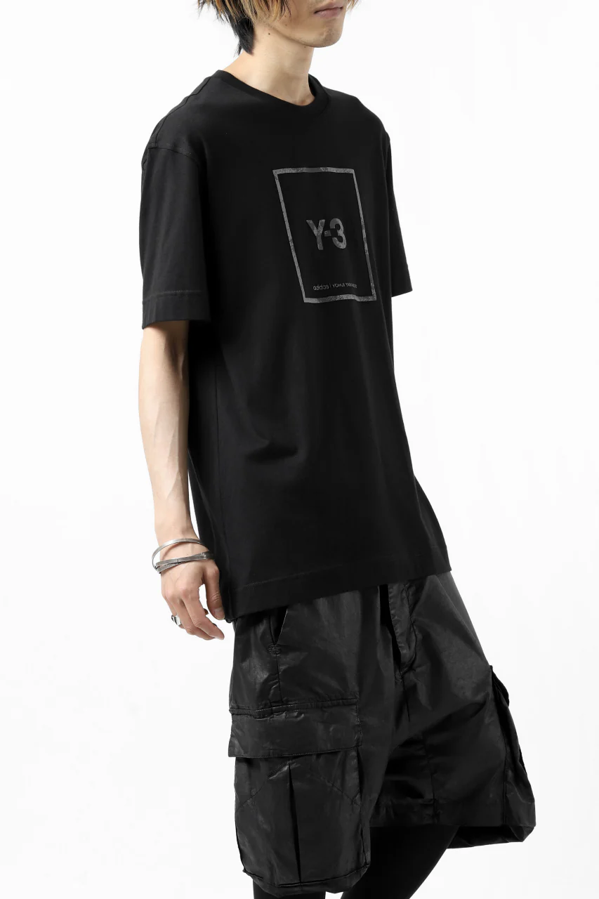 Y-3 Yohji Yamamoto U SQUARE LABEL GRAPHIC SS TEE / REFLECTION LOGO (BLACK) - Image 5