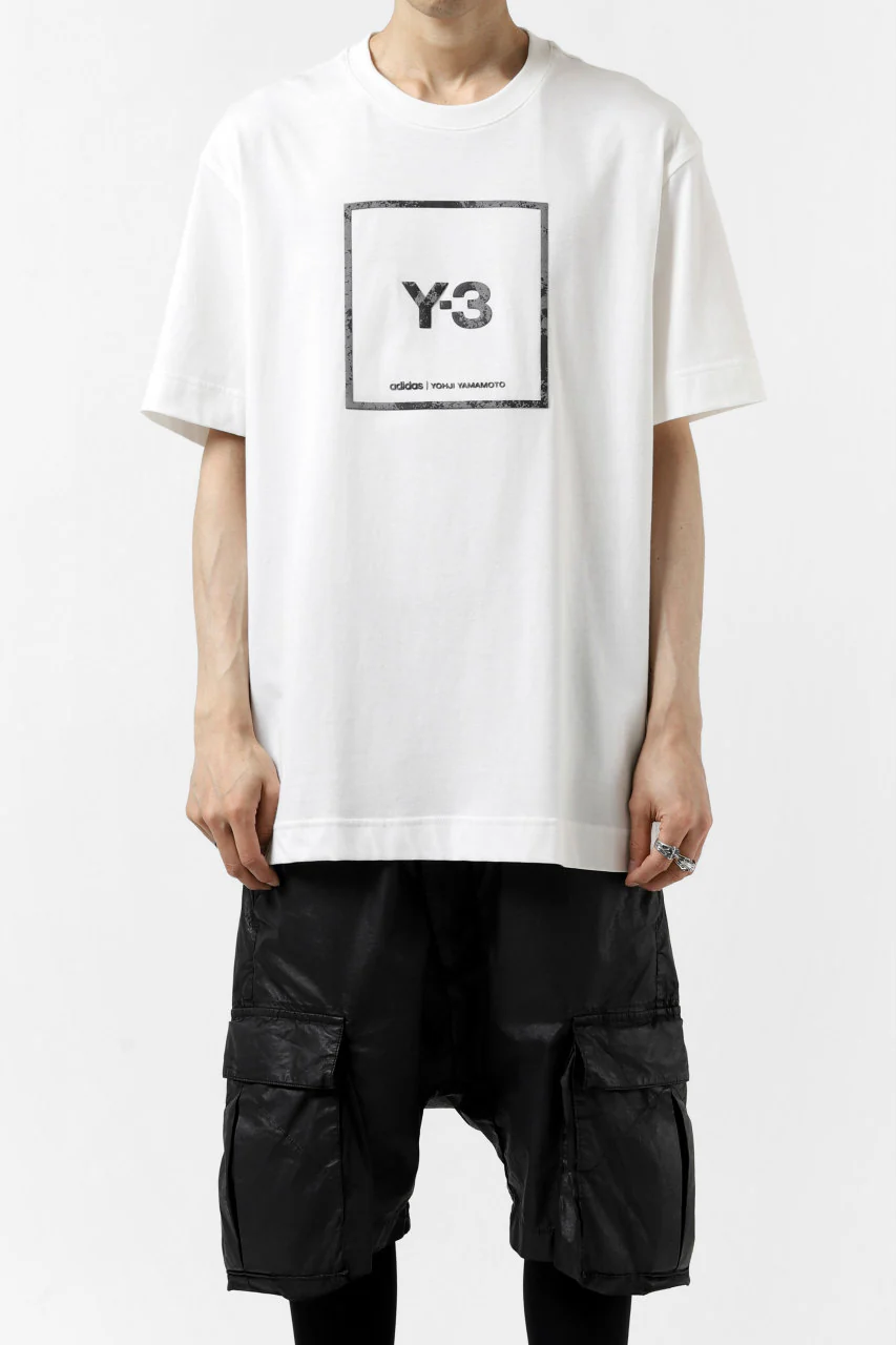 Y-3 Yohji Yamamoto U SQUARE LABEL GRAPHIC SS TEE / REFLECTION LOGO (WHITE) - Image 3