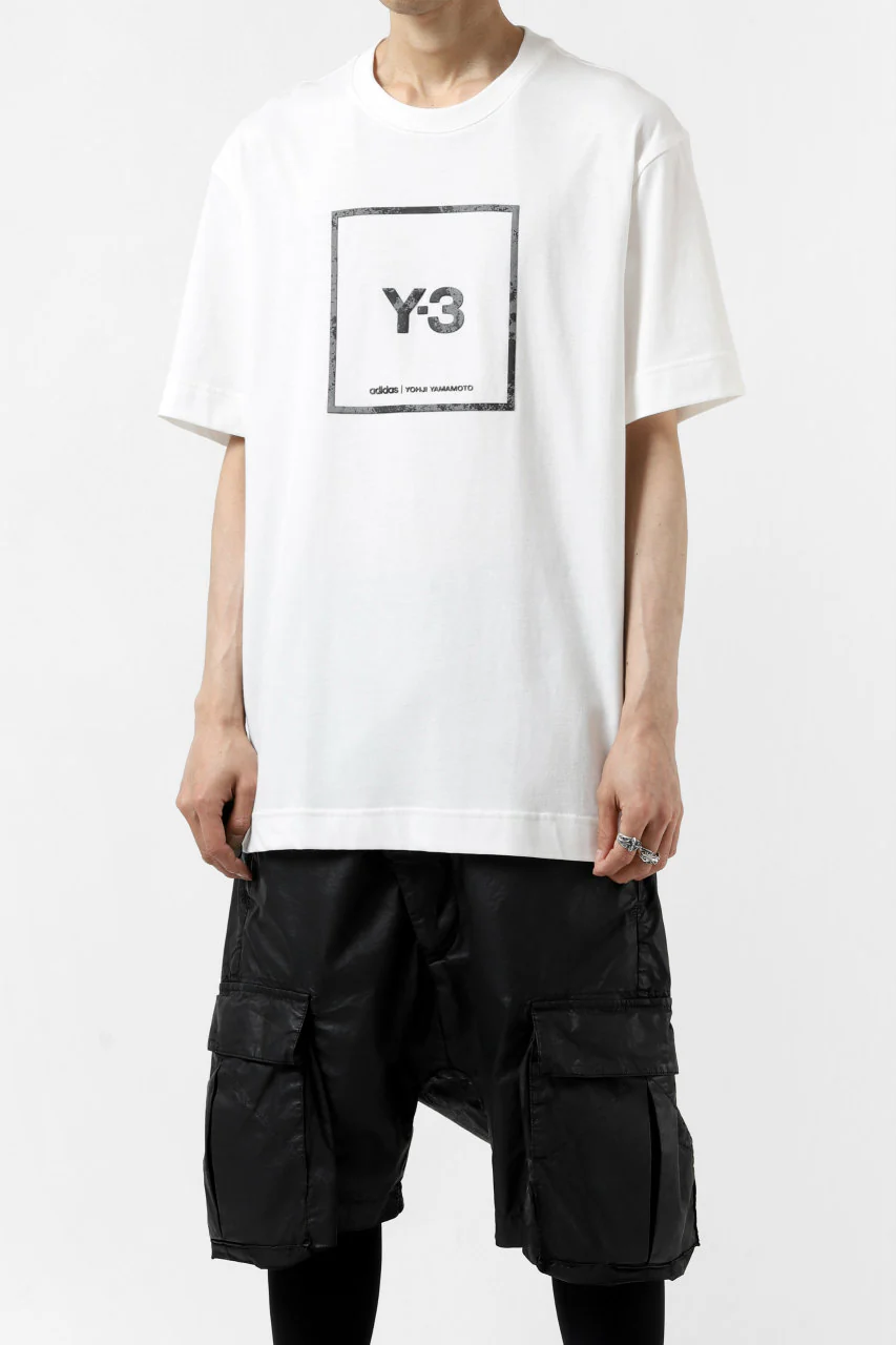 Y-3 Yohji Yamamoto U SQUARE LABEL GRAPHIC SS TEE / REFLECTION LOGO (WHITE) - Image 5