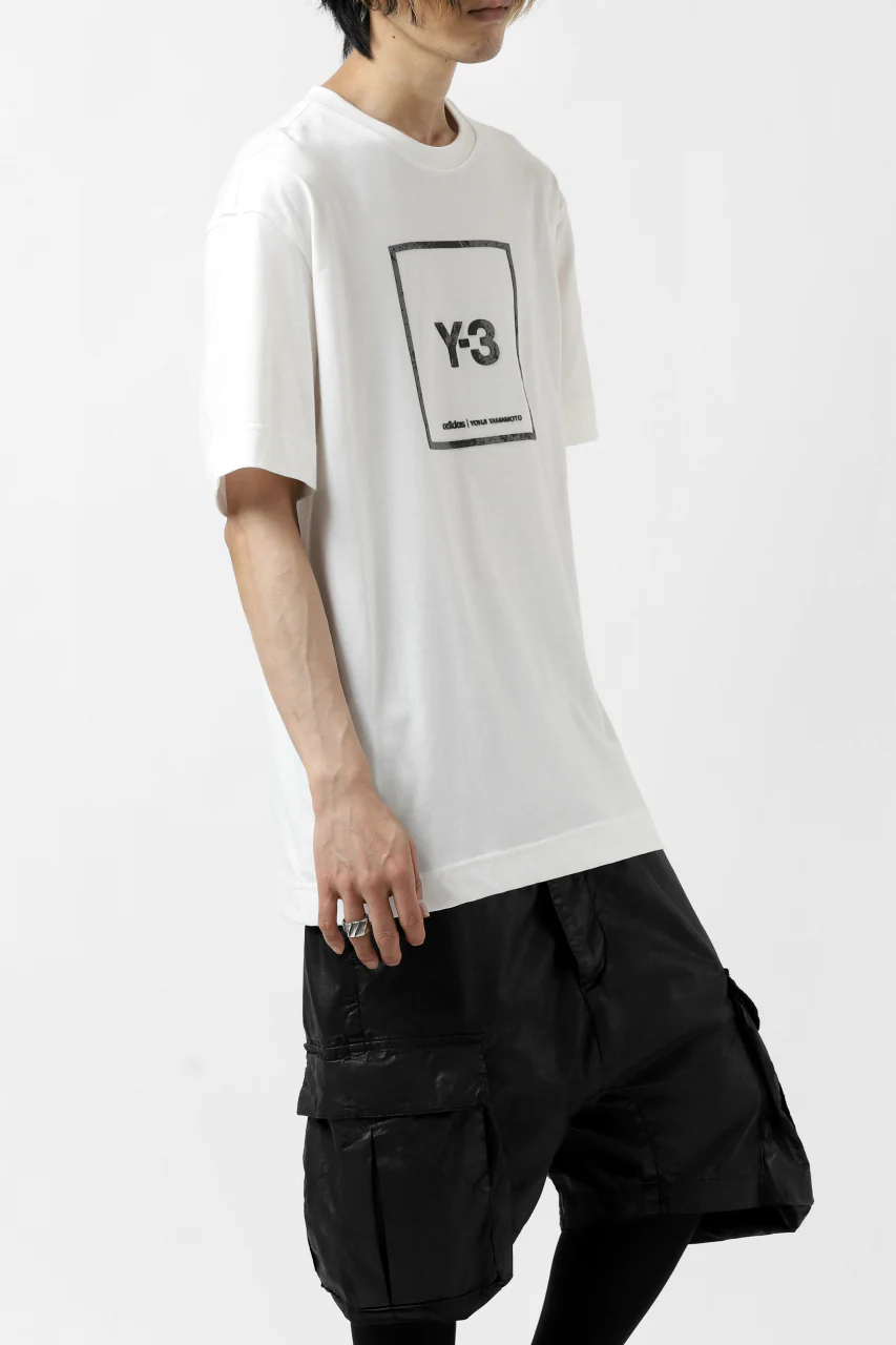 Y-3 Yohji Yamamoto U SQUARE LABEL GRAPHIC SS TEE / REFLECTION LOGO (WHITE) - Image 6