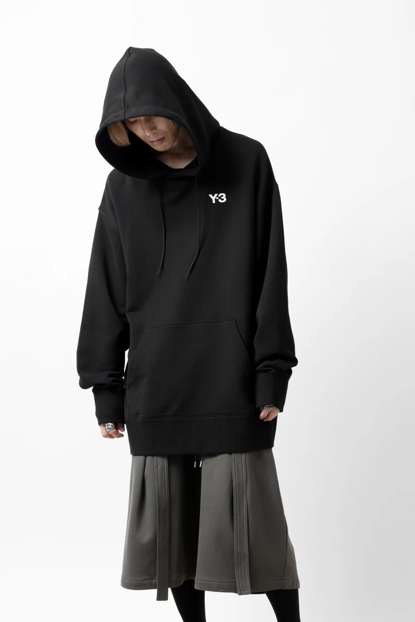 Y-3 Yohji Yamamoto UNISEX CHEST LOGO HOODIE PARKA / FRENCH TERRY (BLACK) - Image 25