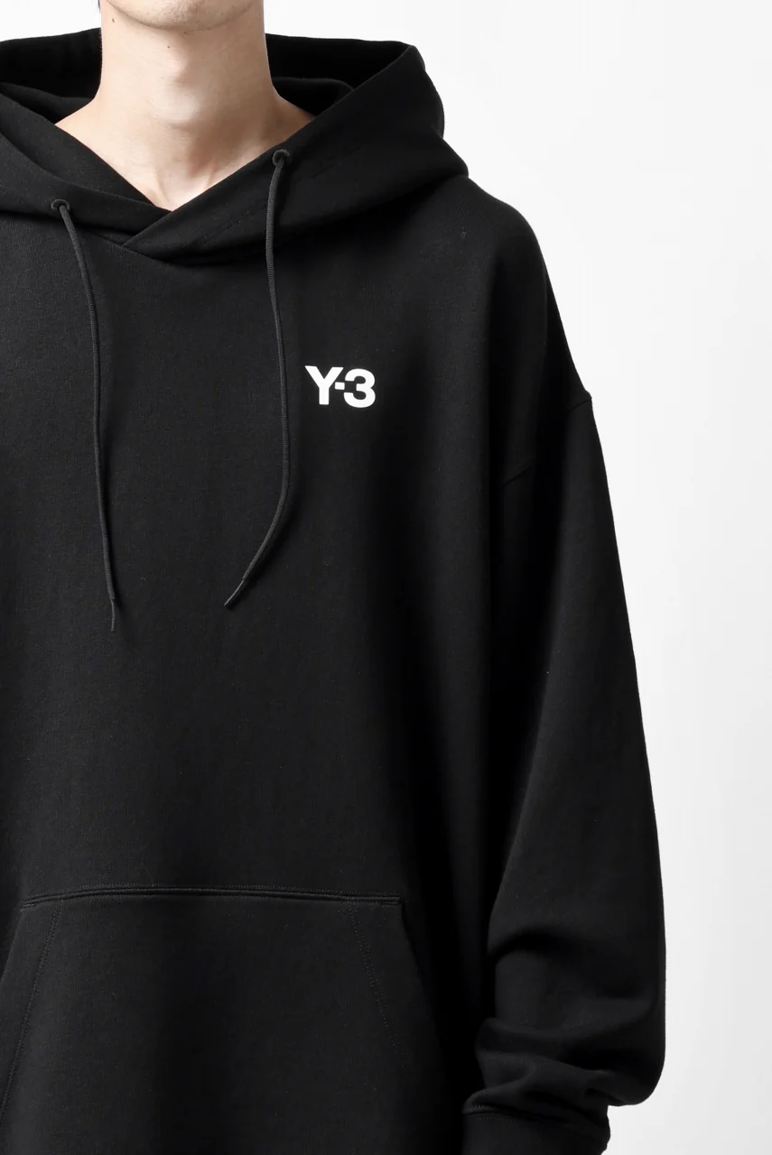 Y-3 Yohji Yamamoto UNISEX CHEST LOGO HOODIE PARKA / FRENCH TERRY (BLACK) - Image 32