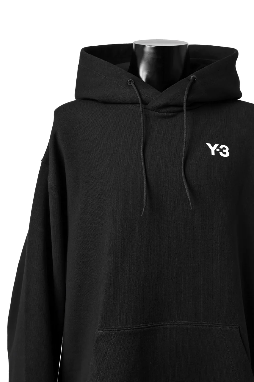 Y-3 Yohji Yamamoto UNISEX CHEST LOGO HOODIE PARKA / FRENCH TERRY (BLACK) - Image 9