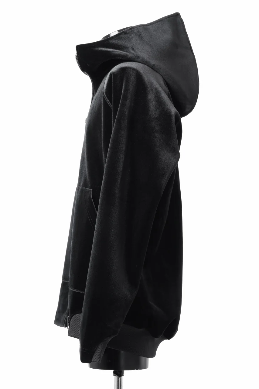 Y-3 Yohji Yamamoto VELVET FULL ZIP HOODIE (BLACK) - Image 4
