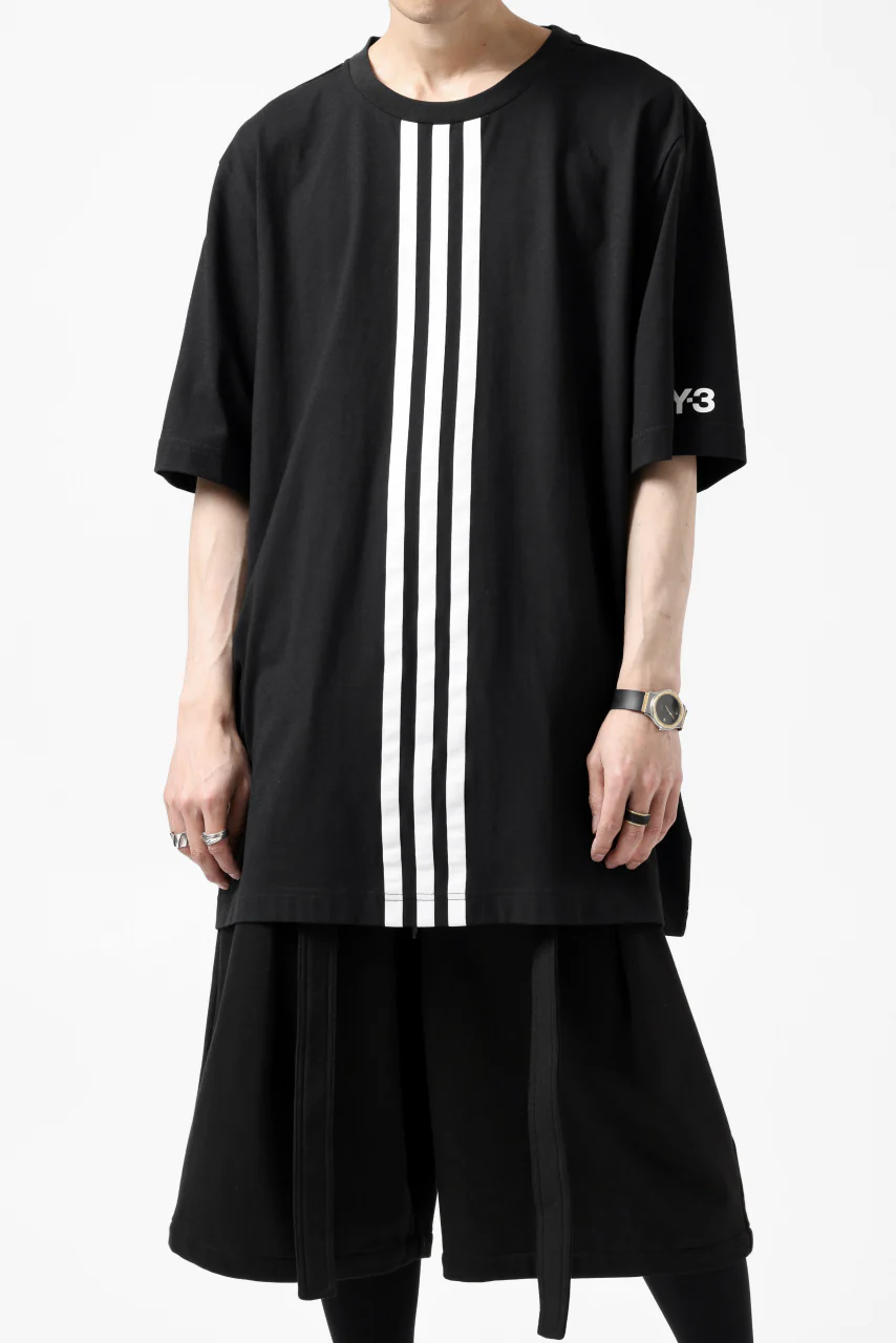 Y-3 Yohji Yamamoto VERTICAL STRIPES REGULAR TOPS (BLACK) - Image 3