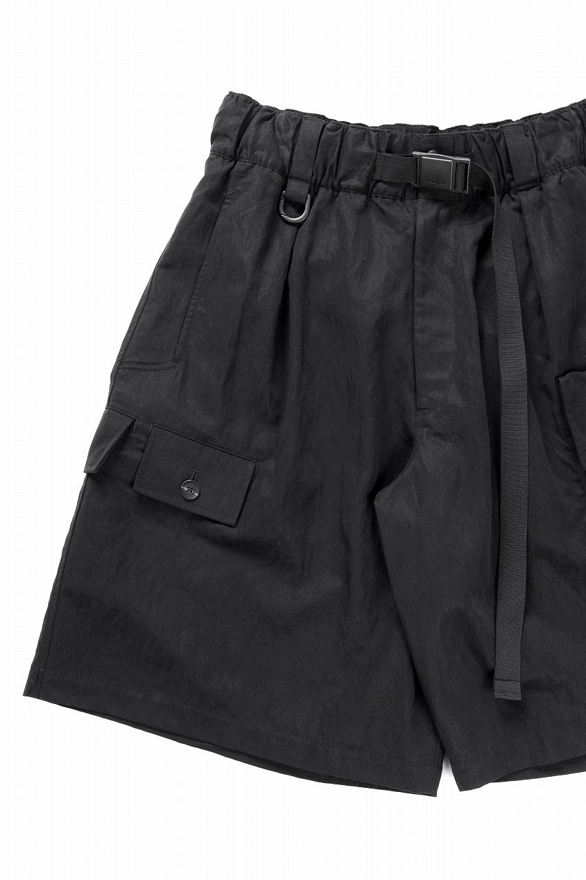 Y-3 Yohji Yamamoto WASH TWILL SHORTS (BLACK) - Image 4