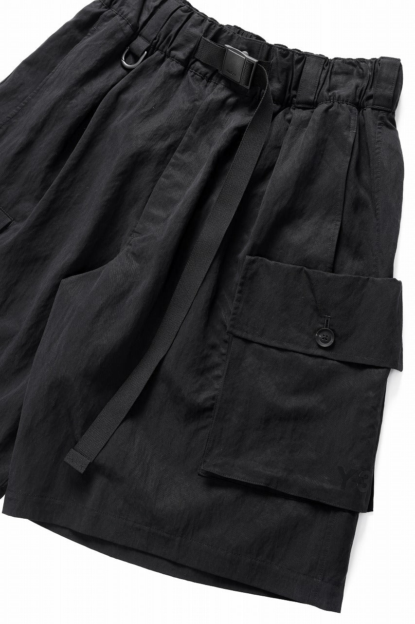 Y-3 Yohji Yamamoto WASH TWILL SHORTS (BLACK) - Image 6