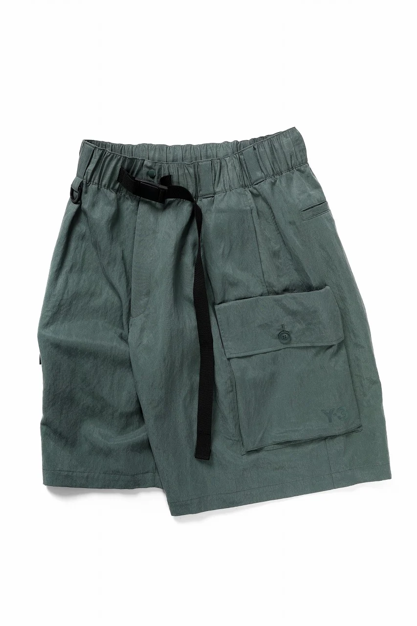 Y-3 Yohji Yamamoto WASH TWILL SHORTS (GREEN OXIDE) - Image 2