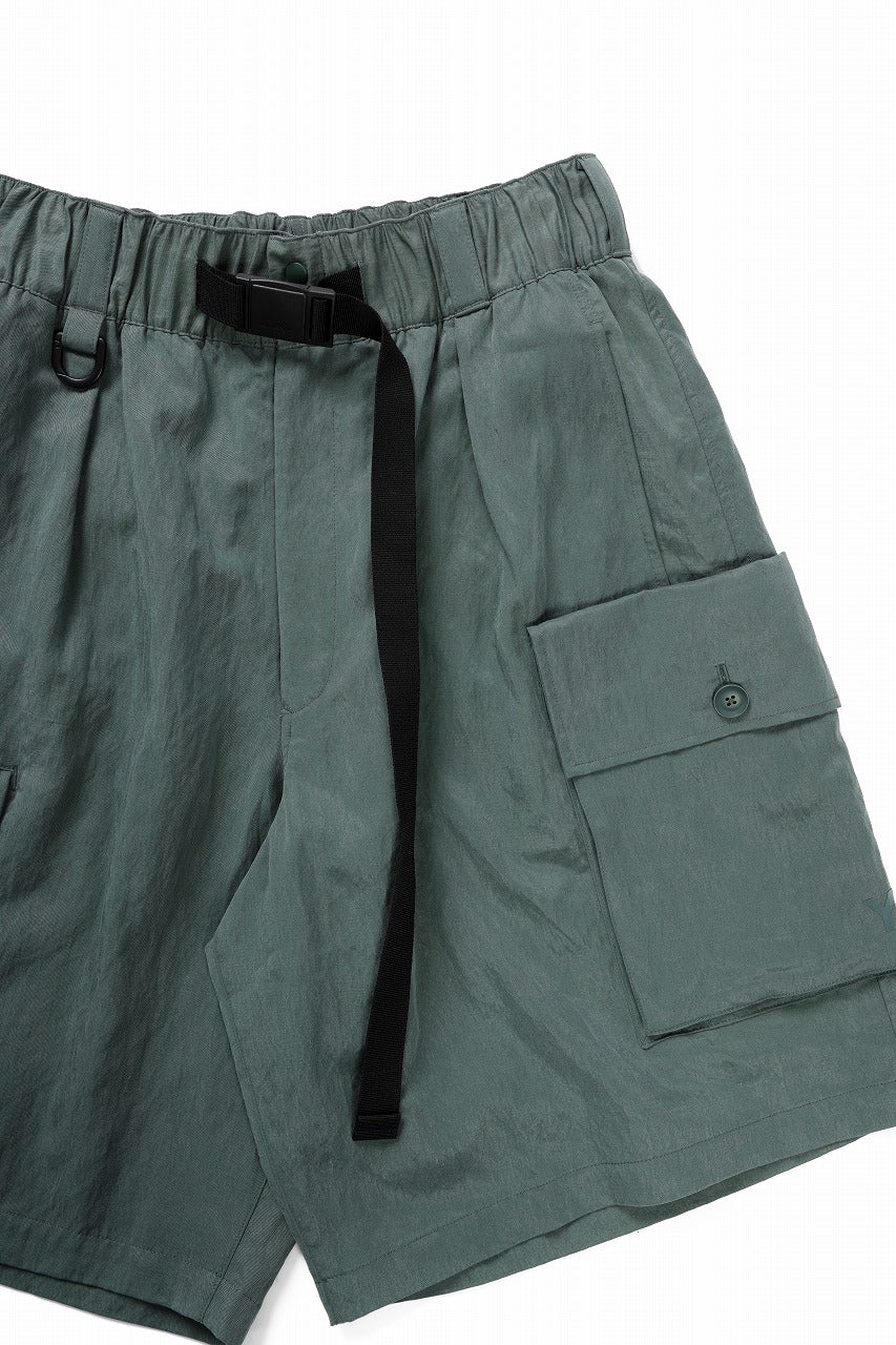 Y-3 Yohji Yamamoto WASH TWILL SHORTS (GREEN OXIDE) - Image 4