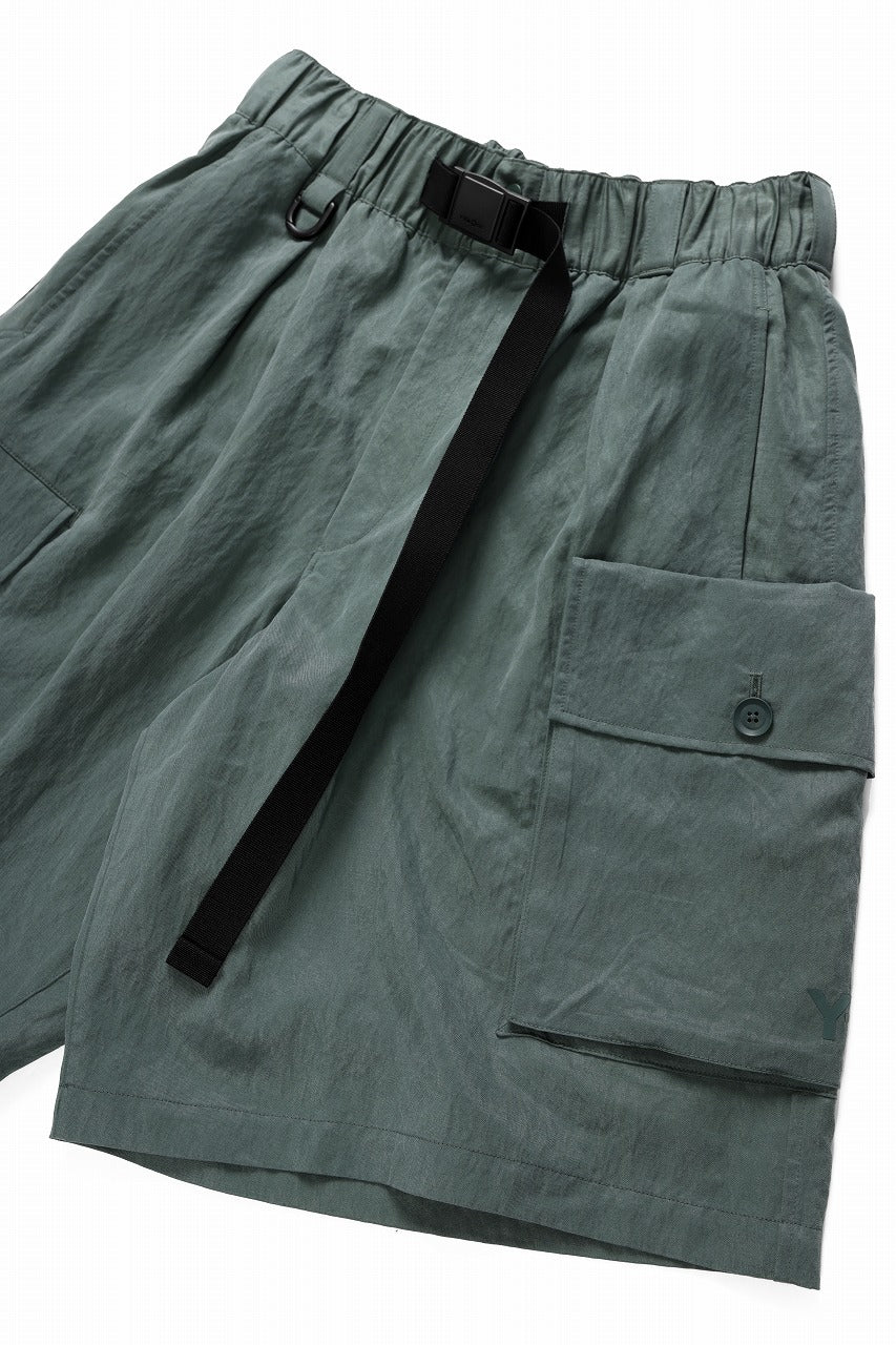 Y-3 Yohji Yamamoto WASH TWILL SHORTS (GREEN OXIDE) - Image 7
