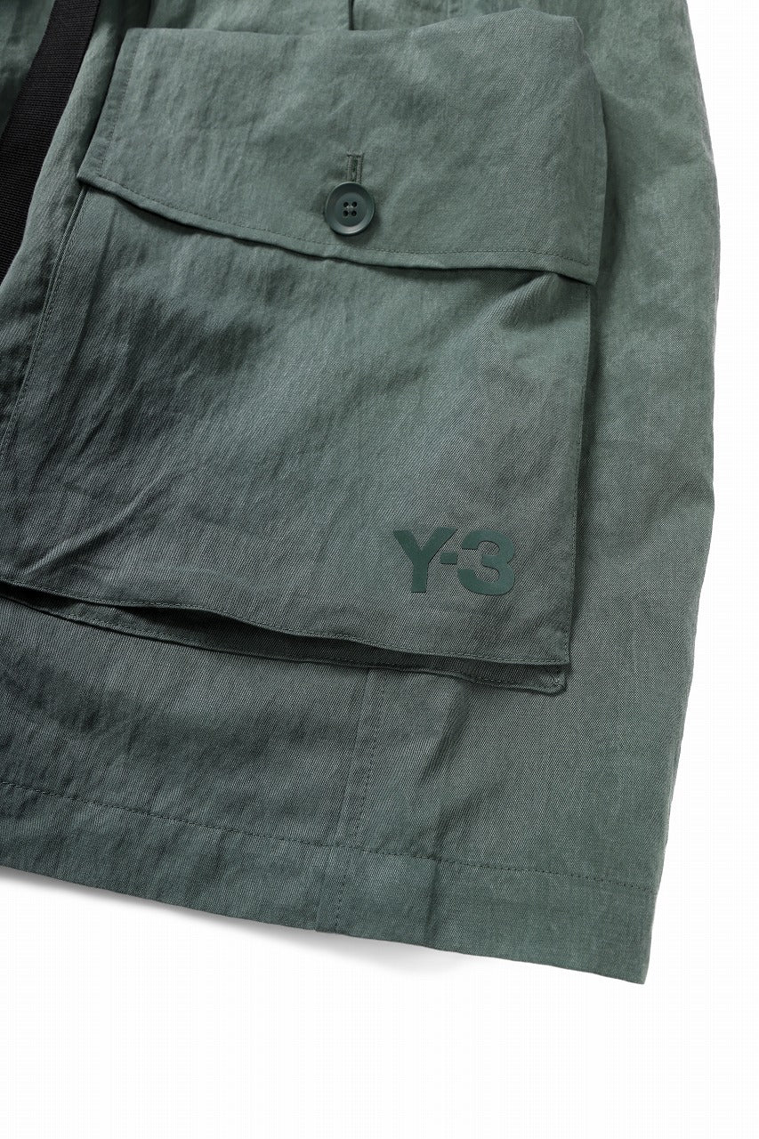 Y-3 Yohji Yamamoto WASH TWILL SHORTS (GREEN OXIDE) - Image 9