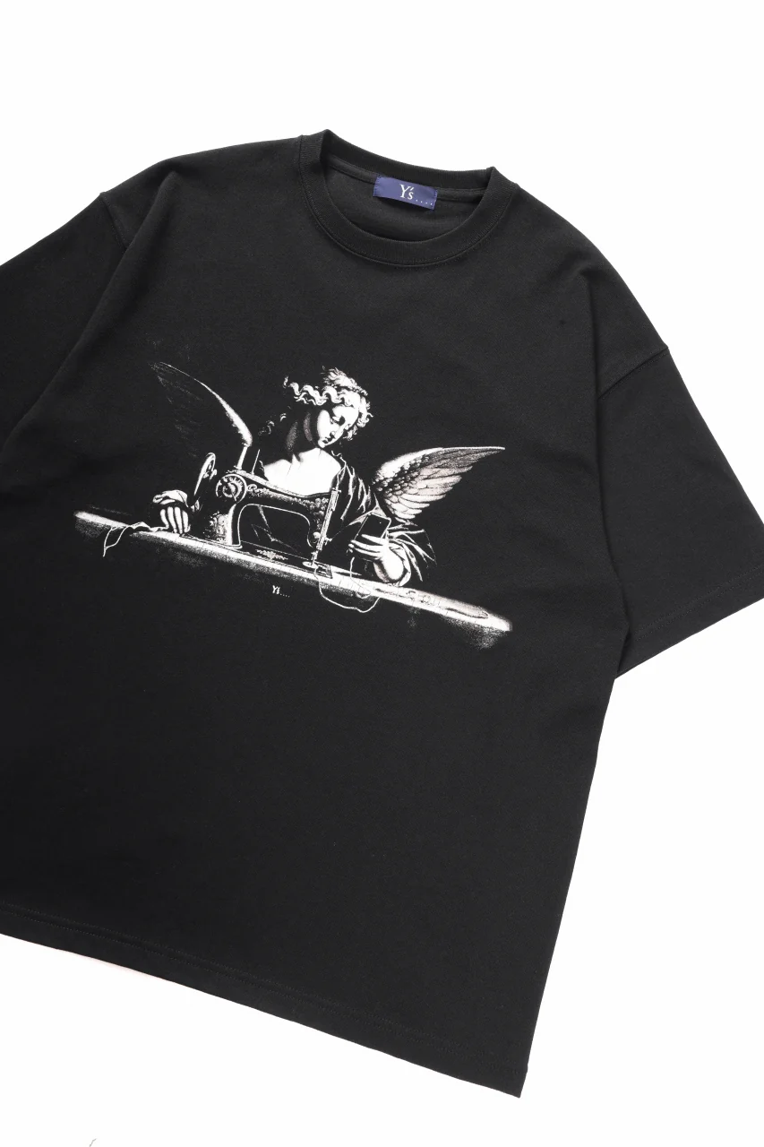Y's.... ANGEL PRINT T SHIRT C (BLACK) - Image 7