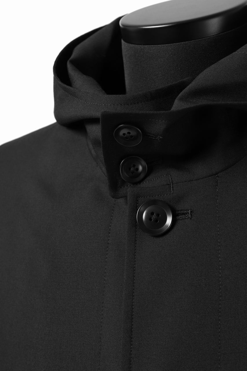 Y's BANG ON! No.103 HOODED COAT WOOL TROPICAL (BLACK) - Image 14