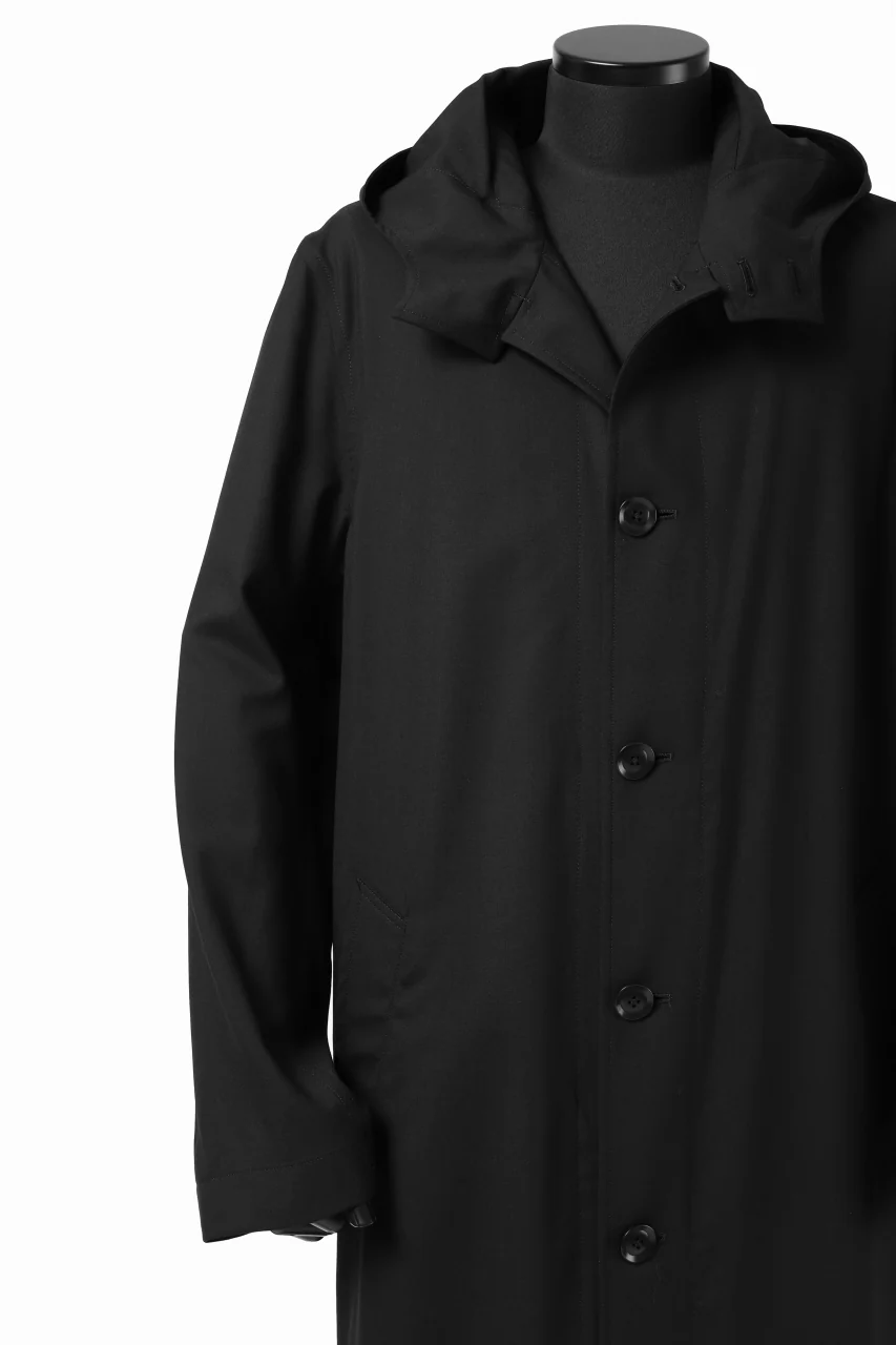 Y's BANG ON! No.103 HOODED COAT WOOL TROPICAL (BLACK) - Image 16