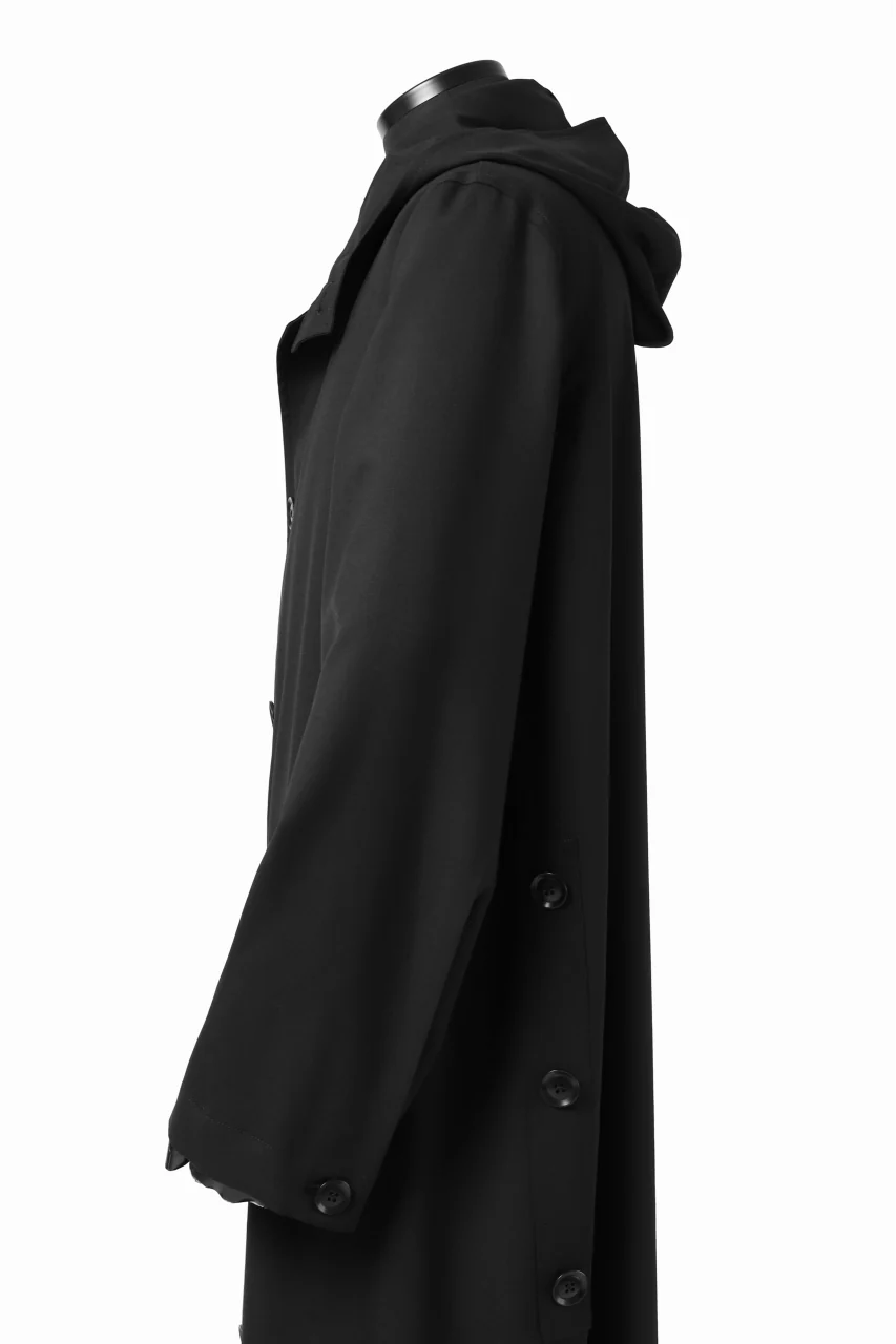 Y's BANG ON! No.103 HOODED COAT WOOL TROPICAL (BLACK) - Image 17