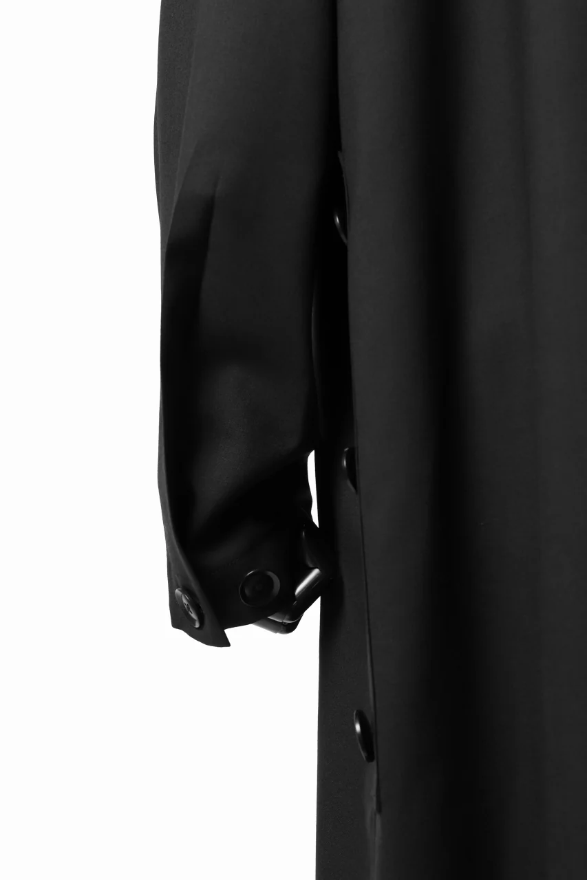 Y's BANG ON! No.103 HOODED COAT WOOL TROPICAL (BLACK) - Image 19