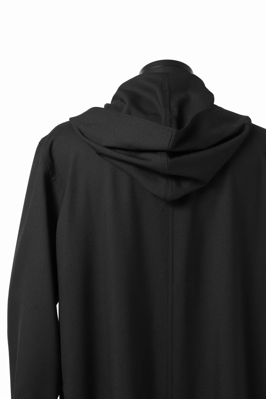 Y's BANG ON! No.103 HOODED COAT WOOL TROPICAL (BLACK) - Image 22