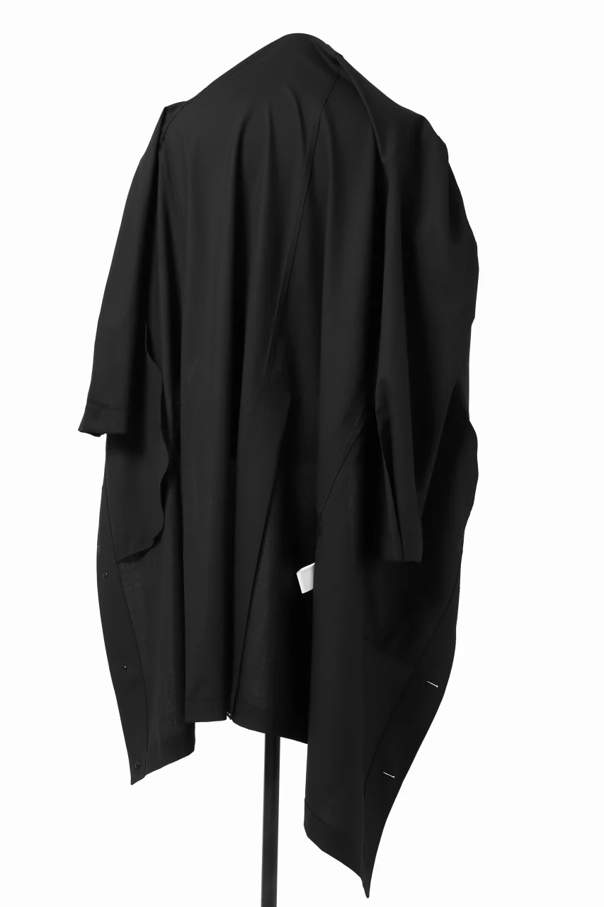 Y's BANG ON! No.103 HOODED COAT WOOL TROPICAL (BLACK) - Image 23