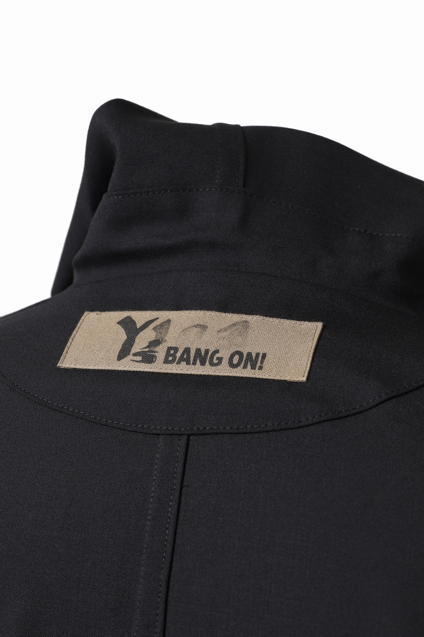 Y's BANG ON! No.103 HOODED COAT WOOL TROPICAL (BLACK) - Image 24