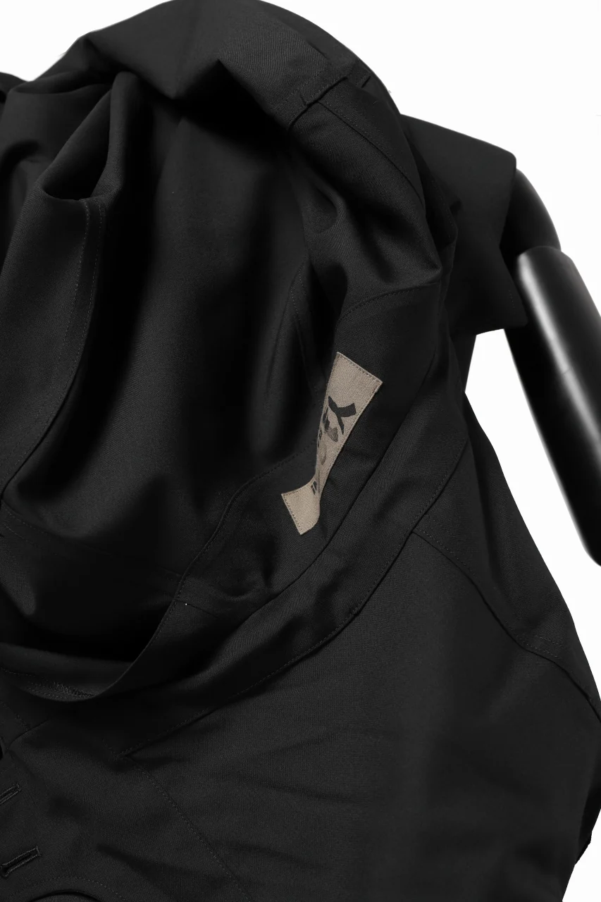 Y's BANG ON! No.103 HOODED COAT WOOL TROPICAL (BLACK) - Image 25