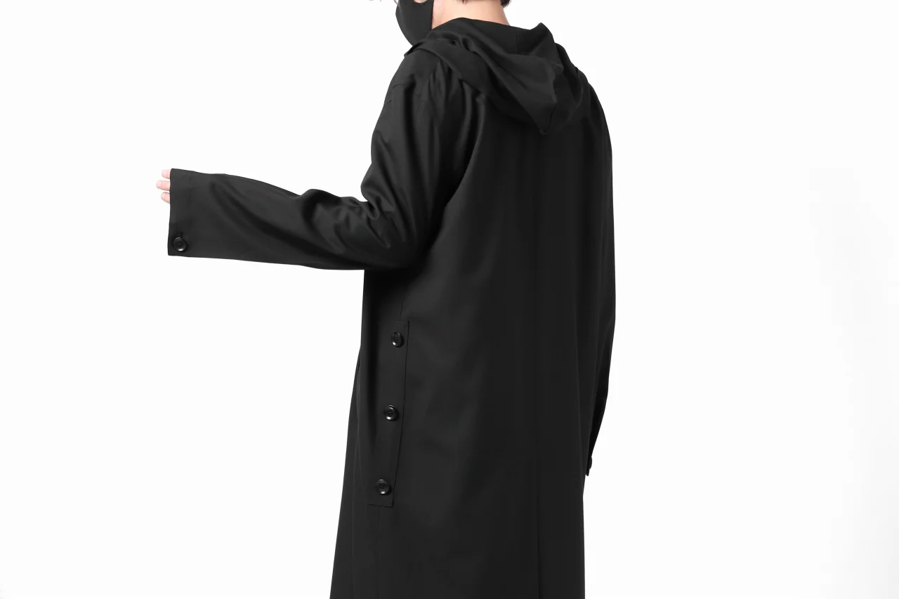 Y's BANG ON! No.103 HOODED COAT WOOL TROPICAL (BLACK) - Image 26