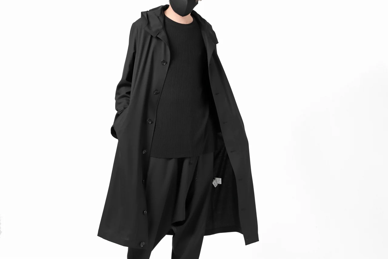 Y's BANG ON! No.103 HOODED COAT WOOL TROPICAL (BLACK) - Image 28