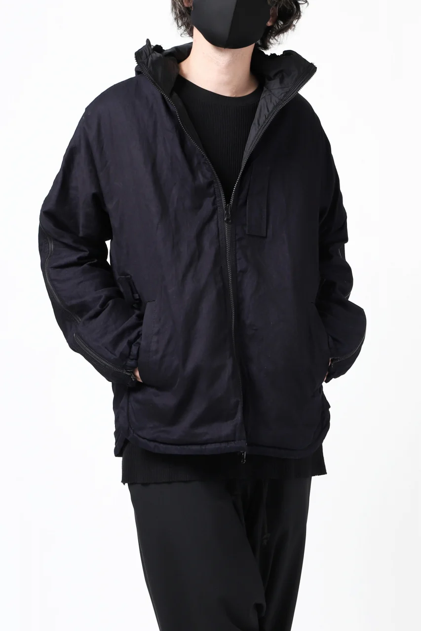 Y's BANG ON! No.117 REVERSIBLE COTTON DENIM & NYLON TWILL HOODED BLOUSON (NAVY) - Image 3