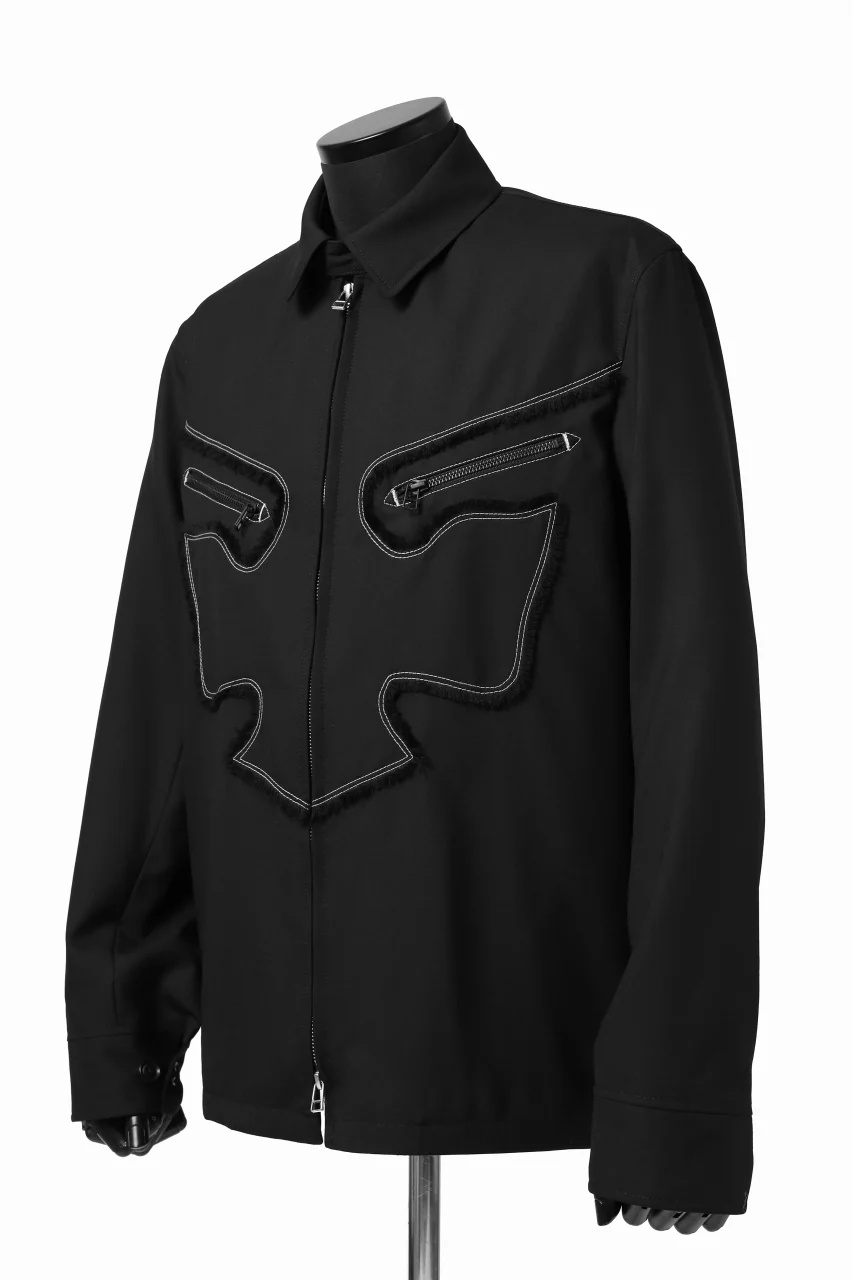 Y's BANG ON! No.118 WESTERN STYLE WOOL TROPICAL TOPPER BLOUSON (BLACK) - Image 11