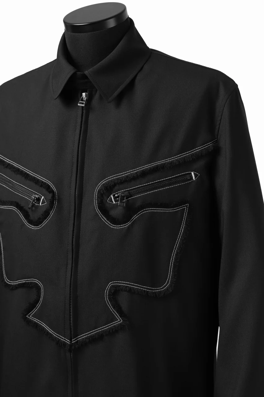 Y's BANG ON! No.118 WESTERN STYLE WOOL TROPICAL TOPPER BLOUSON (BLACK) - Image 15