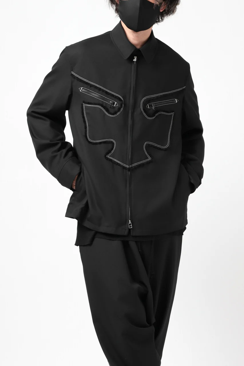 Y's BANG ON! No.118 WESTERN STYLE WOOL TROPICAL TOPPER BLOUSON (BLACK) - Image 3