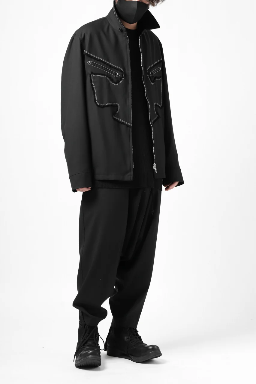 Y's BANG ON! No.118 WESTERN STYLE WOOL TROPICAL TOPPER BLOUSON (BLACK) - Image 30