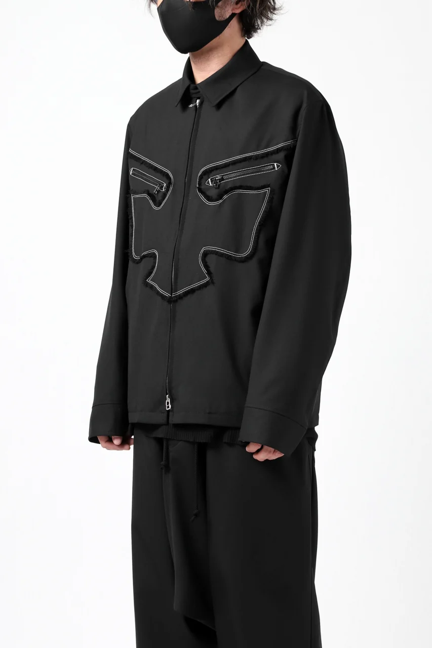 Y's BANG ON! No.118 WESTERN STYLE WOOL TROPICAL TOPPER BLOUSON (BLACK) - Image 4