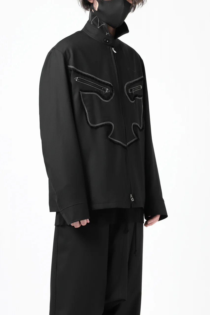 Y's BANG ON! No.118 WESTERN STYLE WOOL TROPICAL TOPPER BLOUSON (BLACK) - Image 5