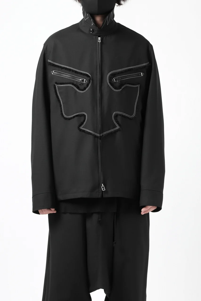 Y's BANG ON! No.118 WESTERN STYLE WOOL TROPICAL TOPPER BLOUSON (BLACK) - Image 6