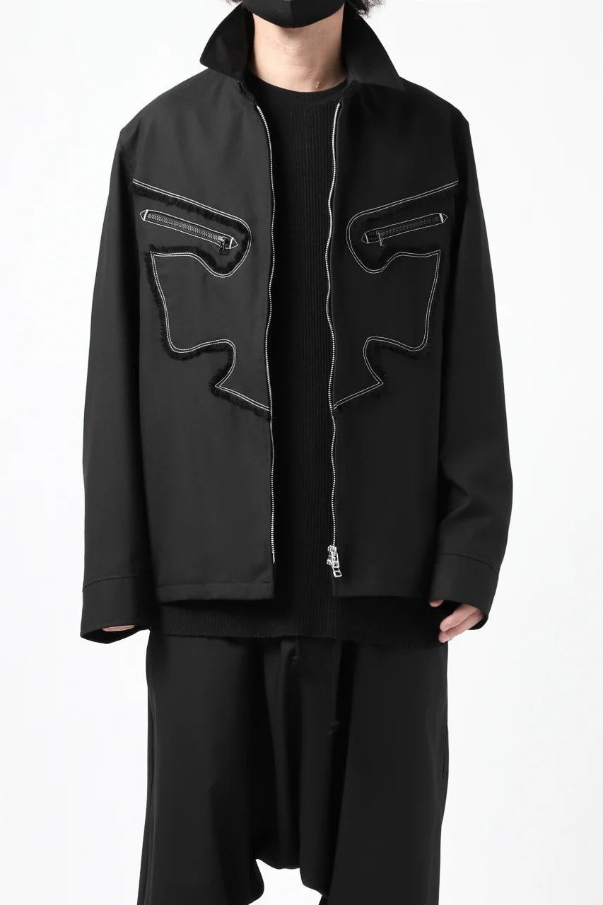 Y's BANG ON! No.118 WESTERN STYLE WOOL TROPICAL TOPPER BLOUSON (BLACK) - Image 7