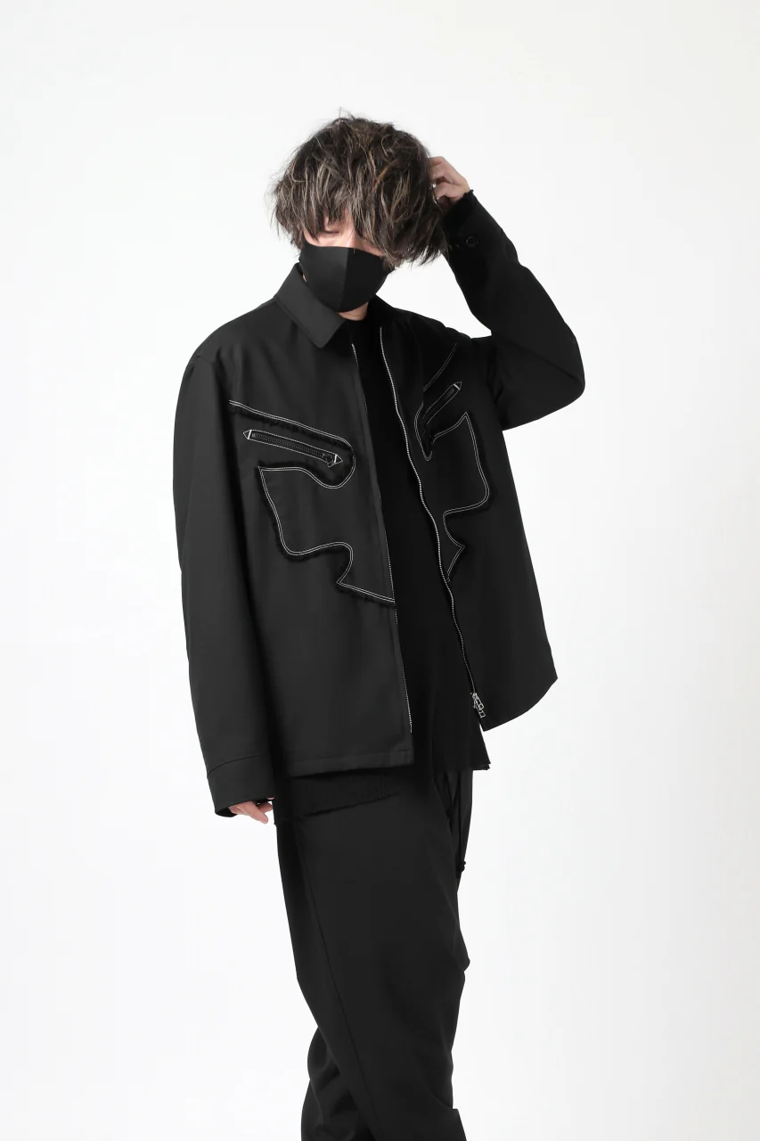 Y's BANG ON! No.118 WESTERN STYLE WOOL TROPICAL TOPPER BLOUSON (BLACK) - Image 9