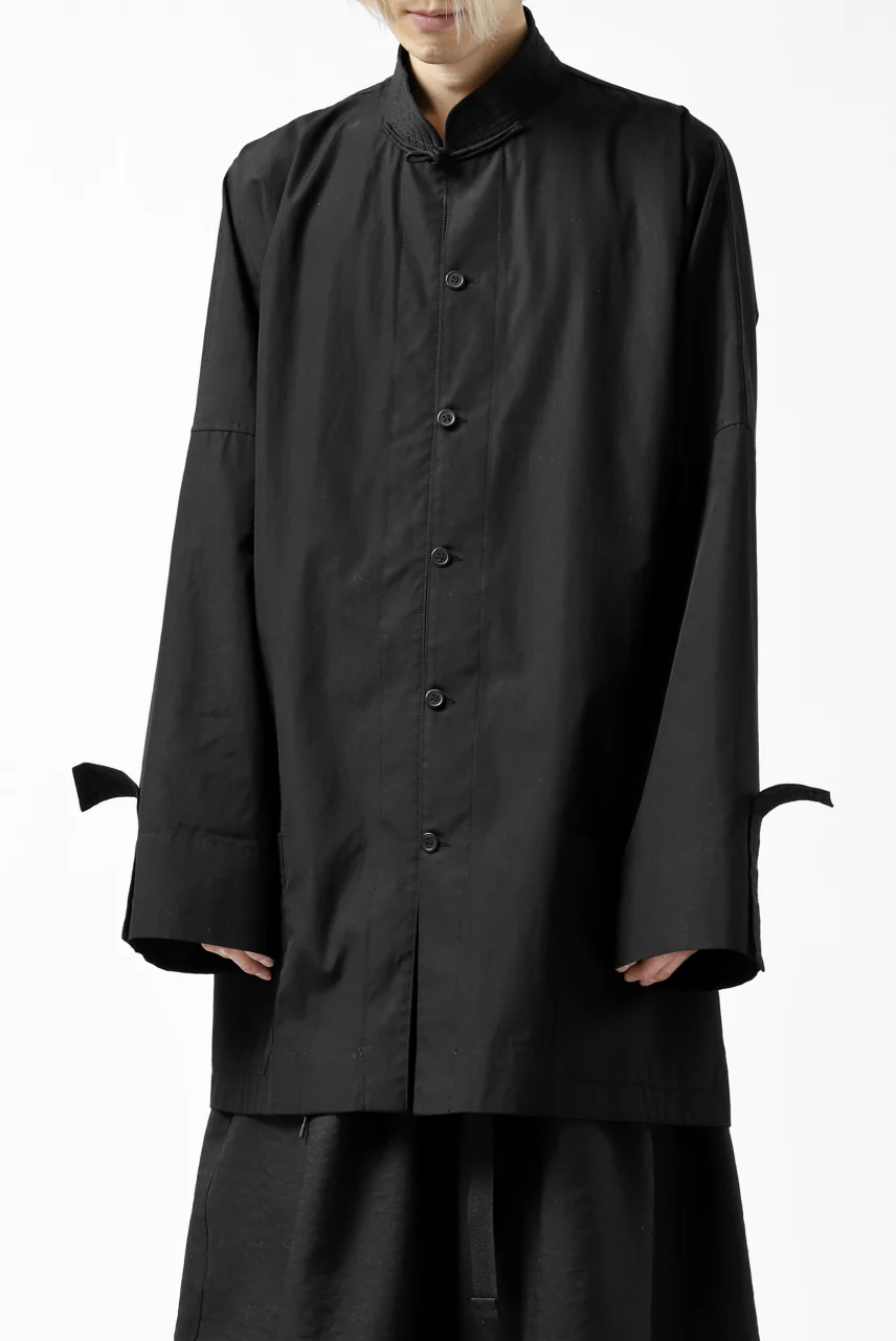 Y's BANG ON! No.120 CUFF ST CHINA SHIRT / AIR-TUMBLED COTTON (BLACK) - Image 3