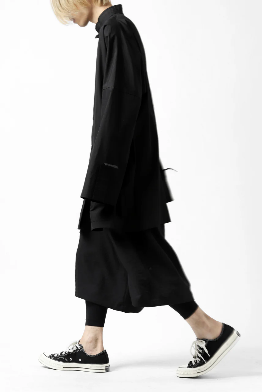 Y's BANG ON! No.120 CUFF ST CHINA SHIRT / AIR-TUMBLED COTTON (BLACK) - Image 35