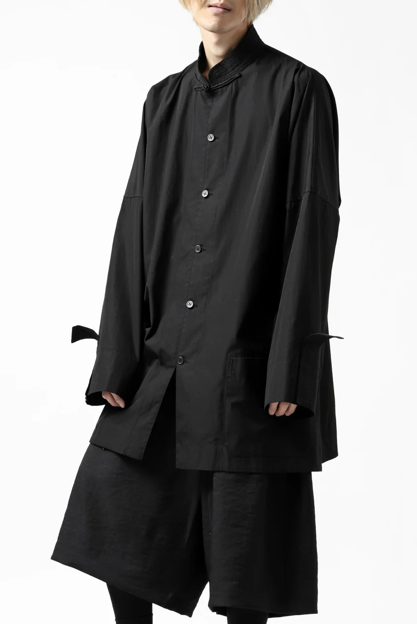 Y's BANG ON! No.120 CUFF ST CHINA SHIRT / AIR-TUMBLED COTTON (BLACK) - Image 6