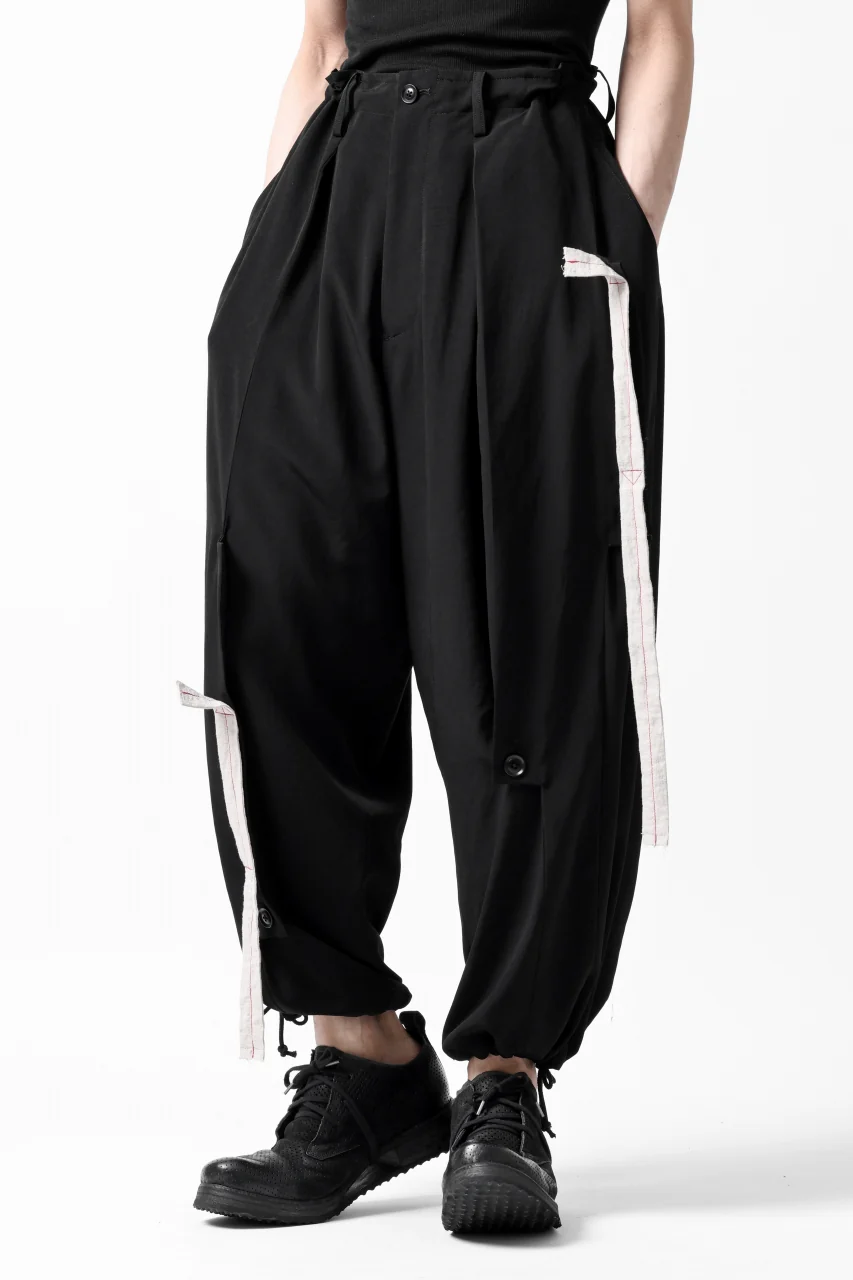 Y's BANG ON! No.125 ANCIENT TRIBE TAPE-STITCH FLUTTER PANTS (BLACK) - Image 5