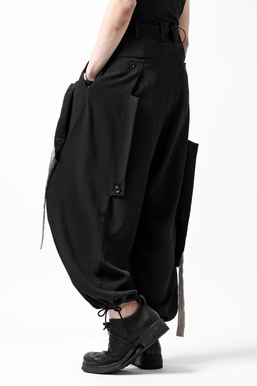 Y's BANG ON! No.125 ANCIENT TRIBE TAPE-STITCH FLUTTER PANTS (BLACK) - Image 6