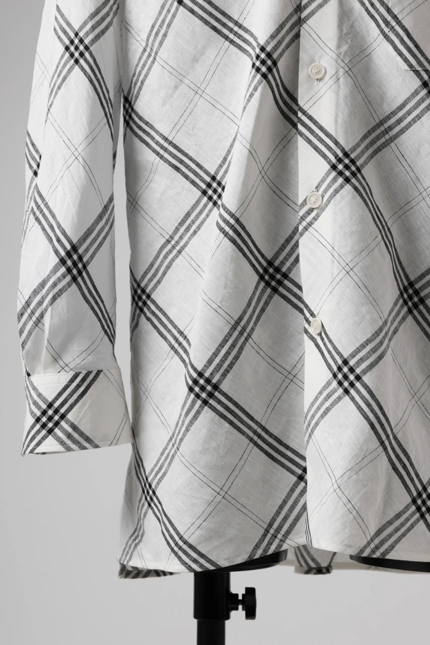 Y's BANG ON! No.143 HOLLOW COLLAR SHIRT / DIAGONAL PLAID (OFF WHITE) - Image 13