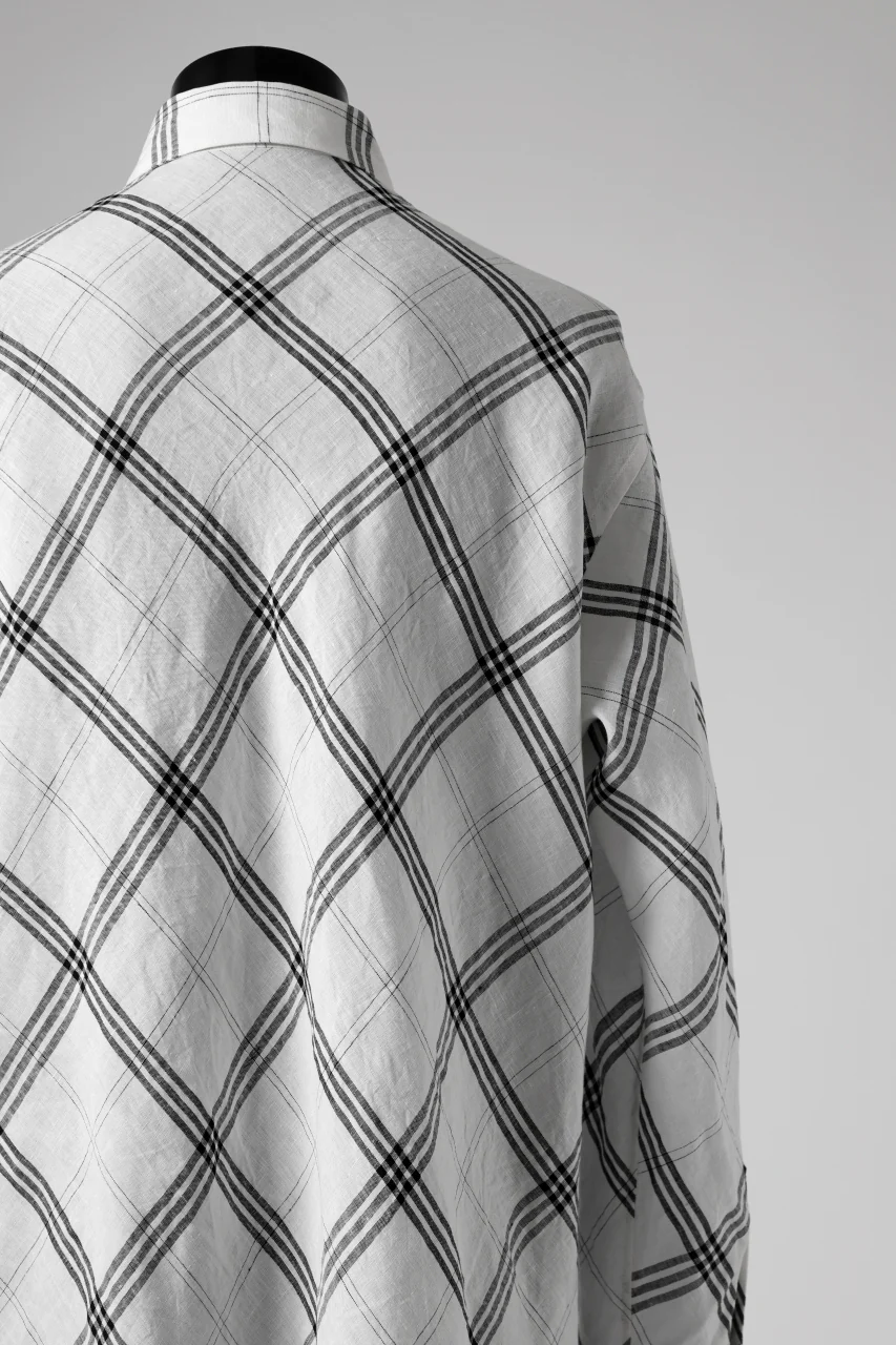 Y's BANG ON! No.143 HOLLOW COLLAR SHIRT / DIAGONAL PLAID (OFF WHITE) - Image 15