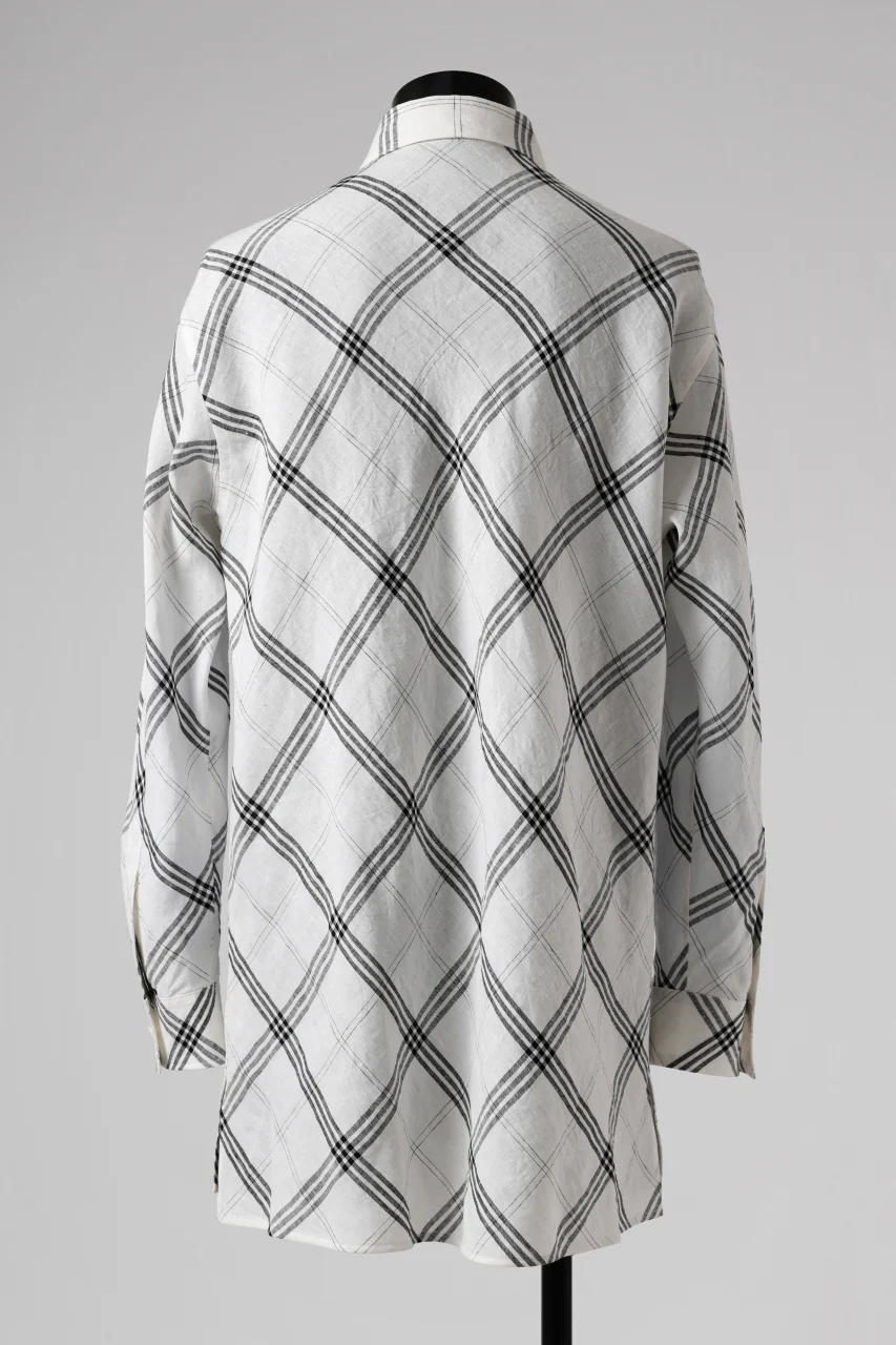 Y's BANG ON! No.143 HOLLOW COLLAR SHIRT / DIAGONAL PLAID (OFF WHITE) - Image 4