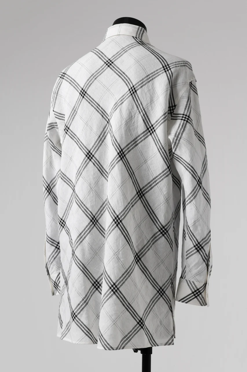 Y's BANG ON! No.143 HOLLOW COLLAR SHIRT / DIAGONAL PLAID (OFF WHITE) - Image 5