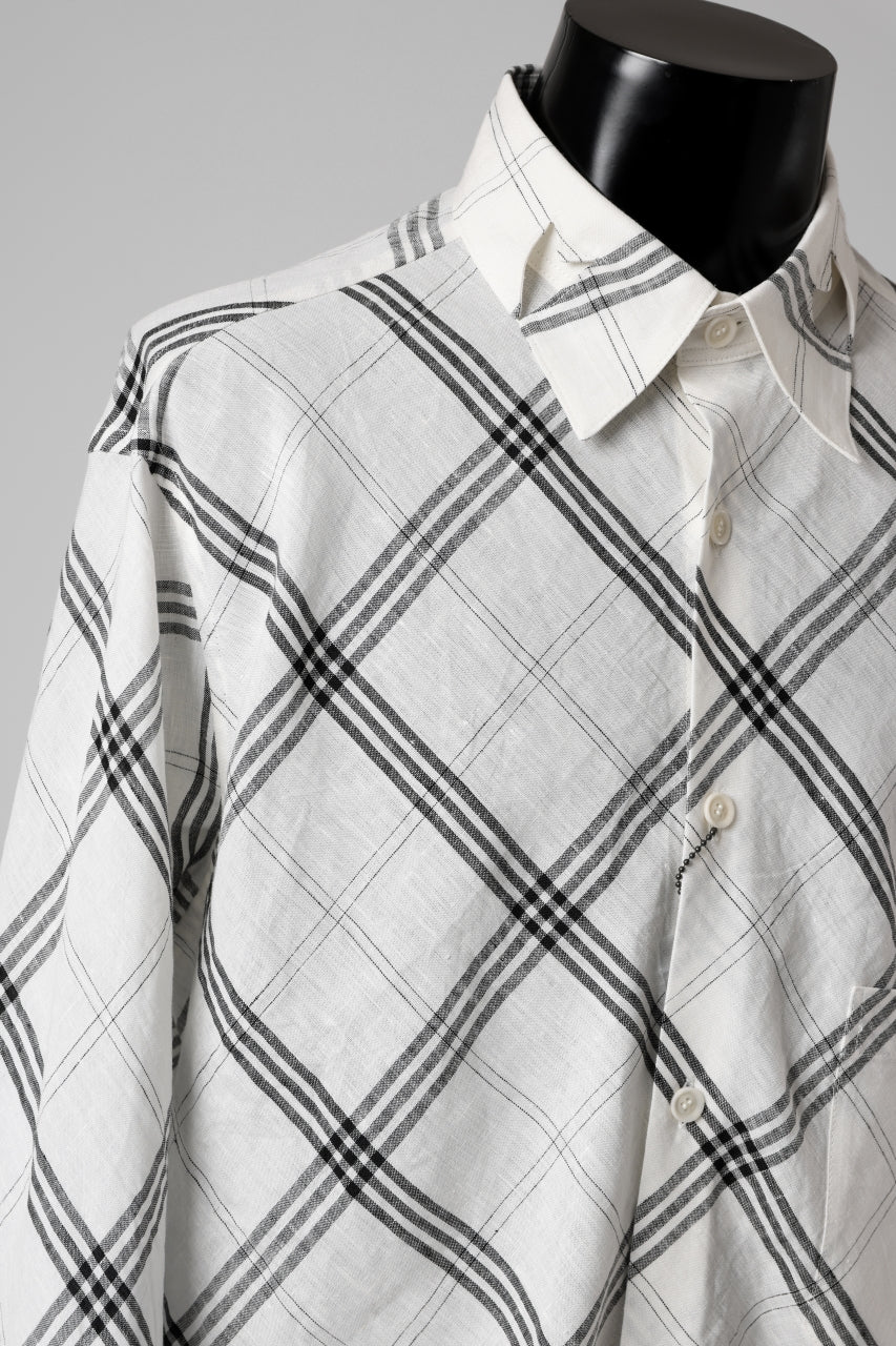 Y's BANG ON! No.143 HOLLOW COLLAR SHIRT / DIAGONAL PLAID (OFF WHITE) - Image 7