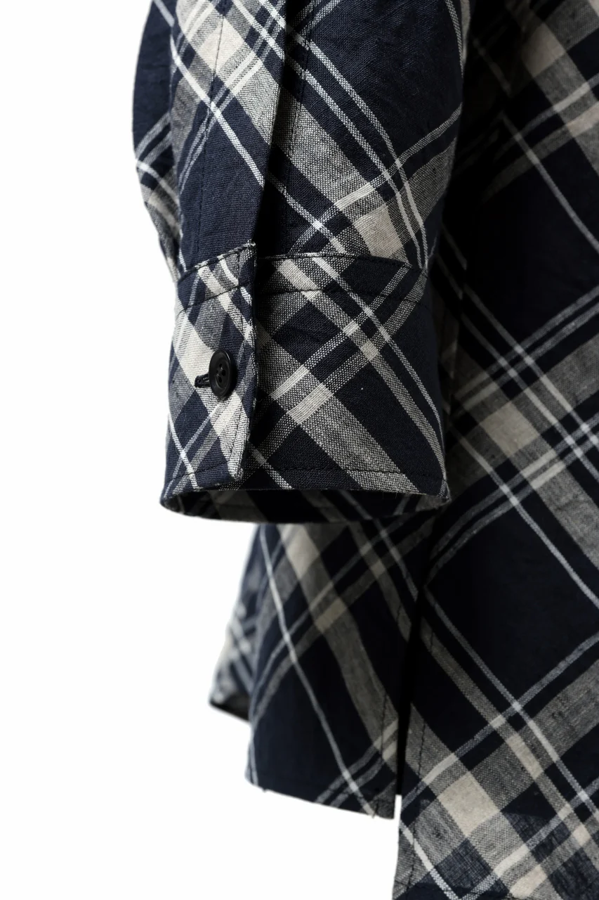 Y's BANG ON! No.144 HOLLOW COLLAR SHIRT / DIAGONAL PLAID (NAVY) - Image 15