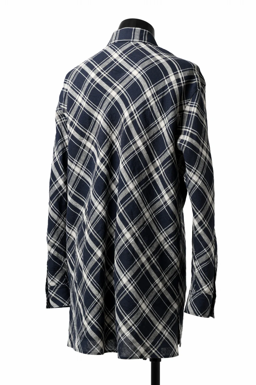 Y's BANG ON! No.144 HOLLOW COLLAR SHIRT / DIAGONAL PLAID (NAVY) - Image 5