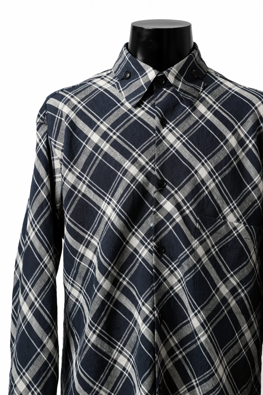 Y's BANG ON! No.144 HOLLOW COLLAR SHIRT / DIAGONAL PLAID (NAVY) - Image 8