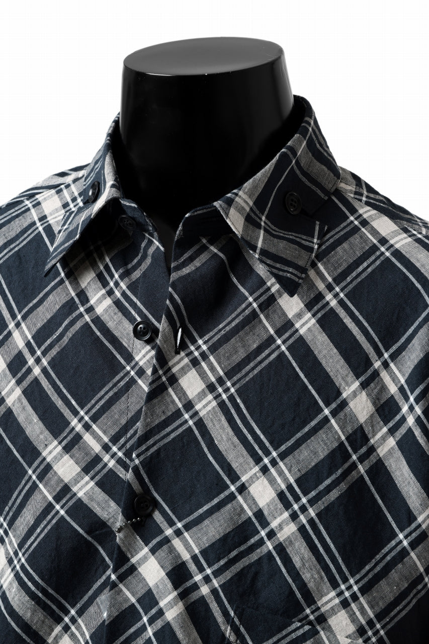 Y's BANG ON! No.144 HOLLOW COLLAR SHIRT / DIAGONAL PLAID (NAVY) - Image 9